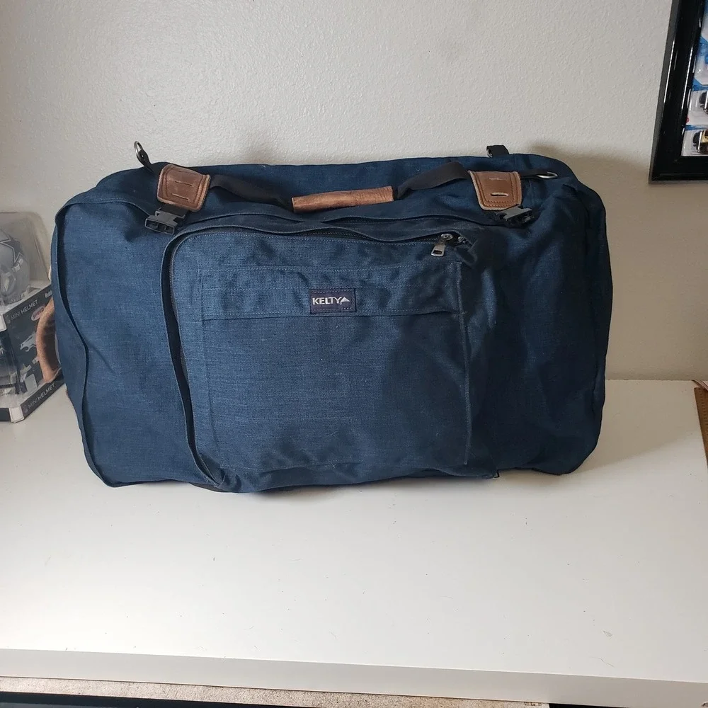 Vintage Kelty Soft Pack Duffle Bag Navy Blue Travel‎ Pack Expandable Luggage